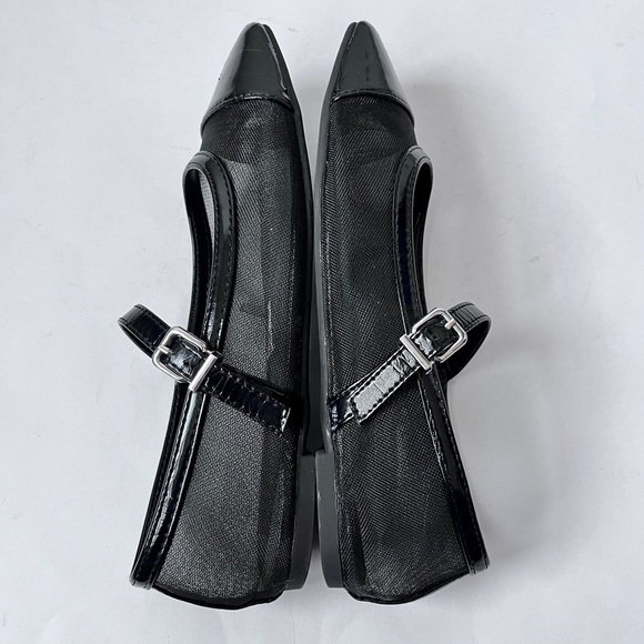 NY&CO Black Minimalist Mesh Patent Leather Mary Jane Ballet Flats Size 8 - Picture 6 of 16